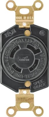 20a 4wire Gnd Lock Receptacle,No L1420R,  Cooper Wiring Devices Inc