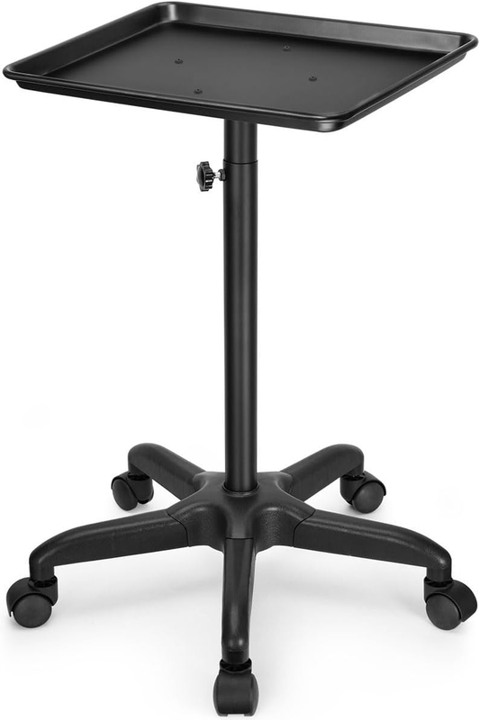 Salon Tray Cart Premium Aluminum Tattoo Tray Rolling Trolley Adjustable Height S