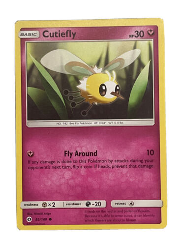 Pokemon Cutiefly Basic Trading Card HP 30 Bee Fly Pokemon 92 Pokemon Cutiefly Basic Trading Card HP 30 Bee Fly Pokemon 92