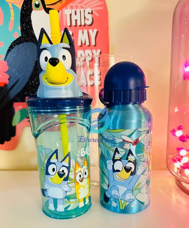 Bluey Aluminum bottle and Bluey cup with Straw set
