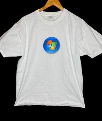 Vintage Microsoft Windows Computer T Shirt Vista Technology Geek 90s Y2K Sz L