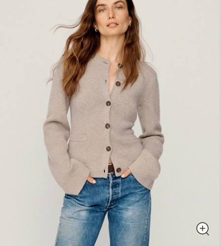 Pre-owned Jenni Kayne Cooper Cardigan Taupe Xl In Brown