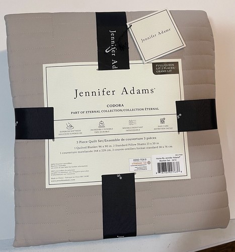 Jennifer Adams Home Codora 3-piece Quilt Set- Queen- Grey Blue  96” x 90”