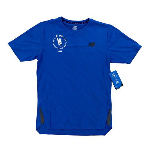 

НОВИНКА New Balance 2022 TCS NYC Q Speed Marathon Running SS Shirt Blue Mens Size, Синий, Balance 2022