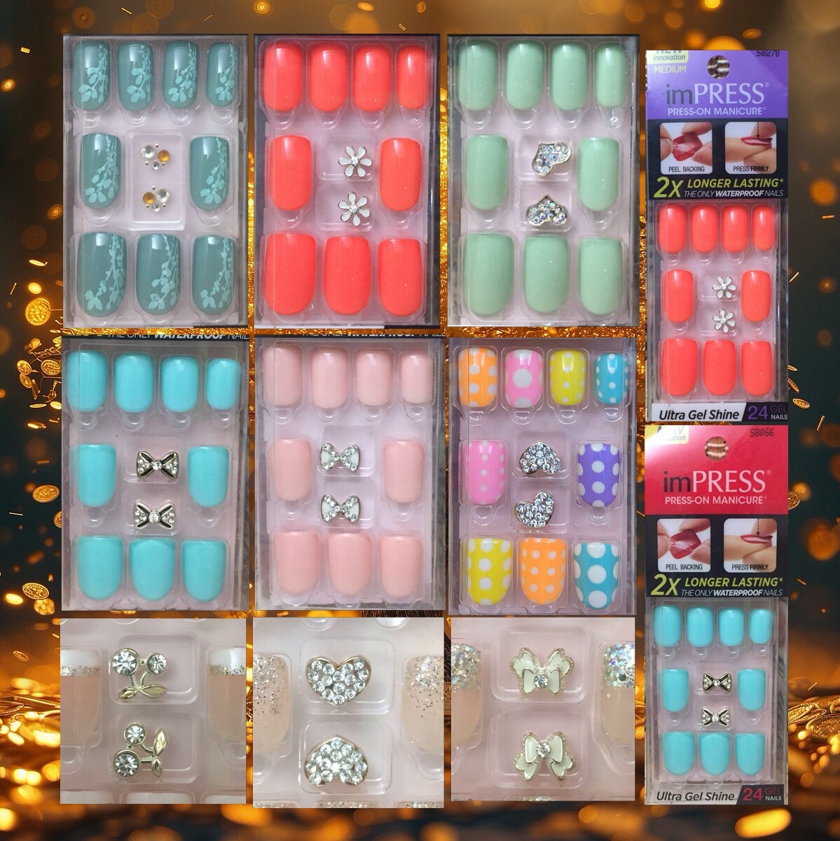 Kiss/Broadway imPress Press-on Nails with Nail Art Charms