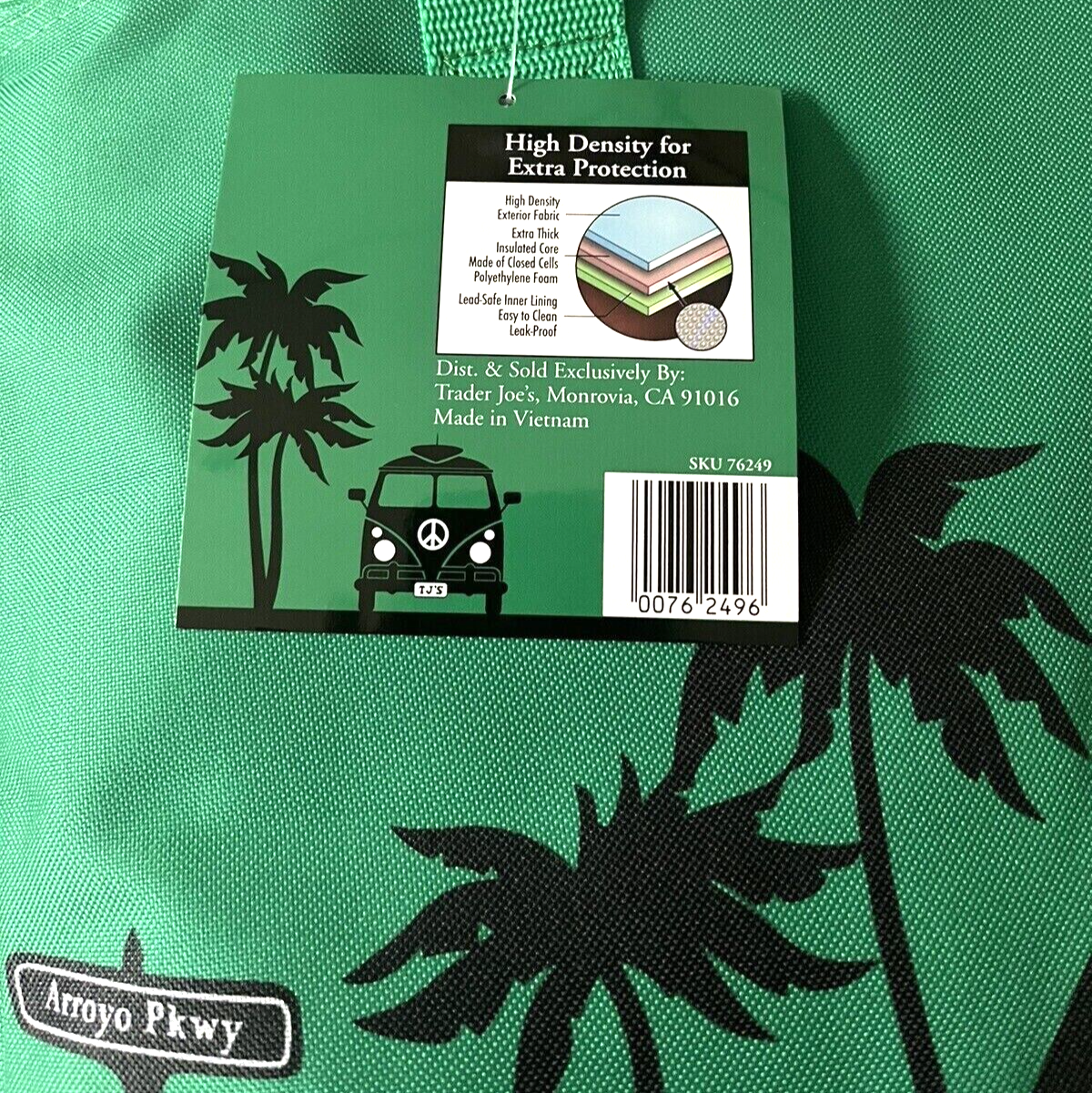 Trader Joe's Green Insulated XL Cooler Tote Reusable Shopping Bag NEW Spring