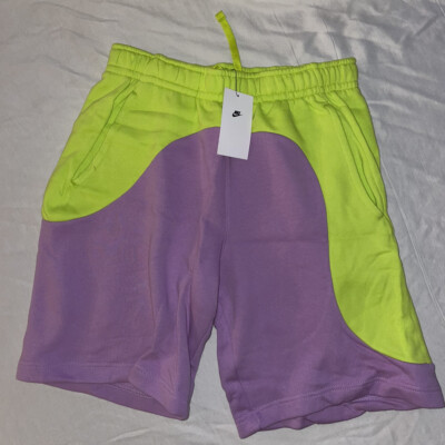 Nike Sportswear Color Clash Fleece Shorts (Neon Purple/Green) - Men s Medium