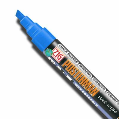BLUE (030) Wet-Wipe Broad Chisel Tip Liquid Chalk Marker Zig Posterman PMA-550