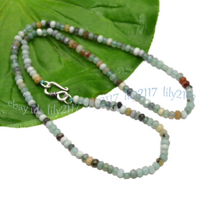 Multicolor 2x4mm Faceted Assorted Gemstones Jade Rondelle Beads Necklace 16-36''