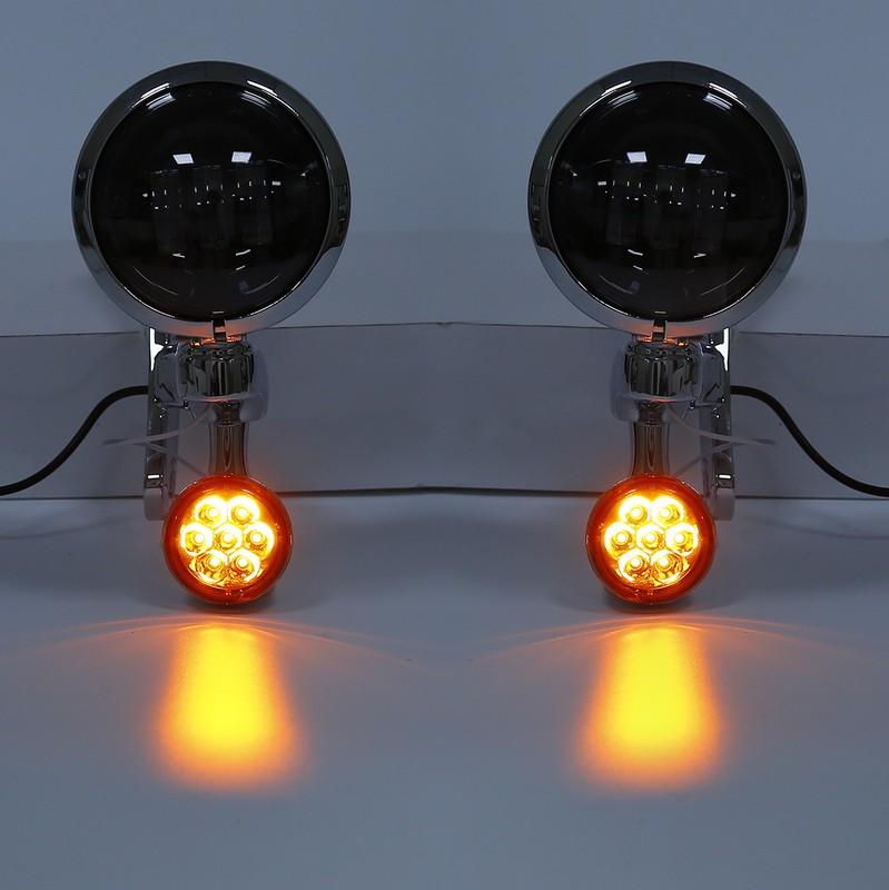 Fit For Harley Street Glide Auxiliary Fog Passing Light Brackets & Turn Signals