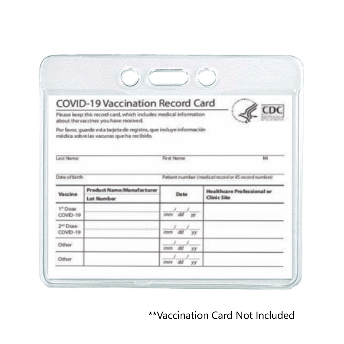 5 pack vaccination record holder 4 x 3 clear vinyl cdc id card