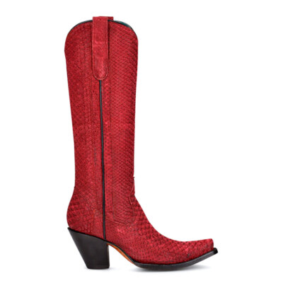 Pre-owned Corral Boots Corral Women's Red Python Tall Top Full Exotic Boots (a4194-m-05)