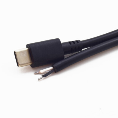 5pcs 25cm USB C Type-C Male Plug Cable 2 wires DC Power Pigtail Cable Cord 22AWG