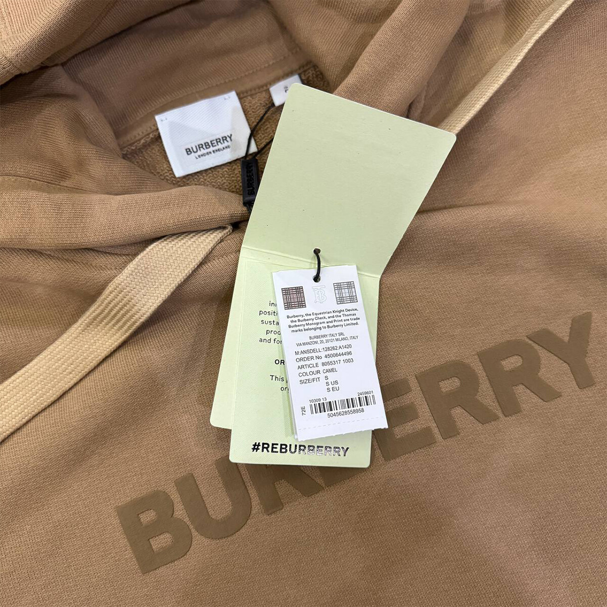 Pre-owned Burberry Logo Print Oversize Sweatshirt Hoodie Men's Camel In Beige