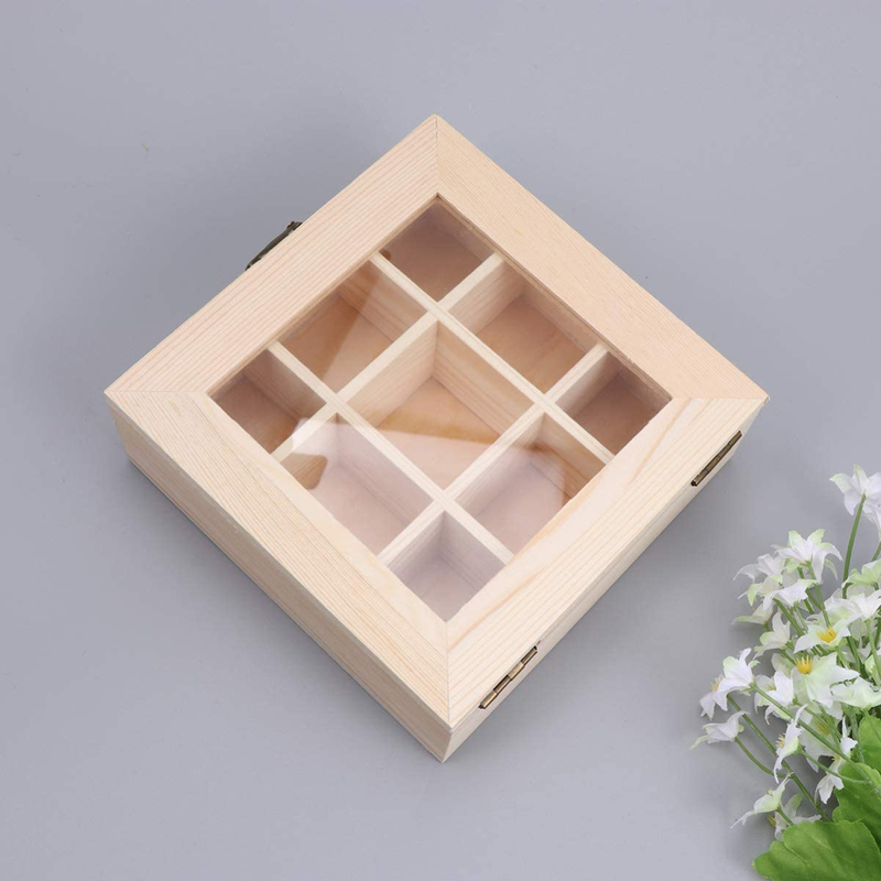 Gatuida Tea Box for Tea Bags Organizer Wooden Tea Storage Organizer with Clea