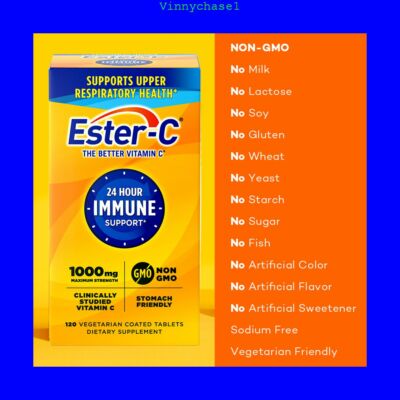 Ester-C Vitamin C 1000mg 120 Coated Tablet 24 Hour Immune Support NON-GMO