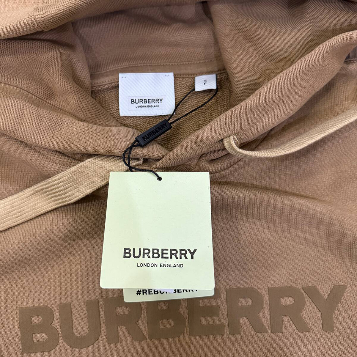 Pre-owned Burberry Logo Print Oversize Sweatshirt Hoodie Men's Camel In Beige