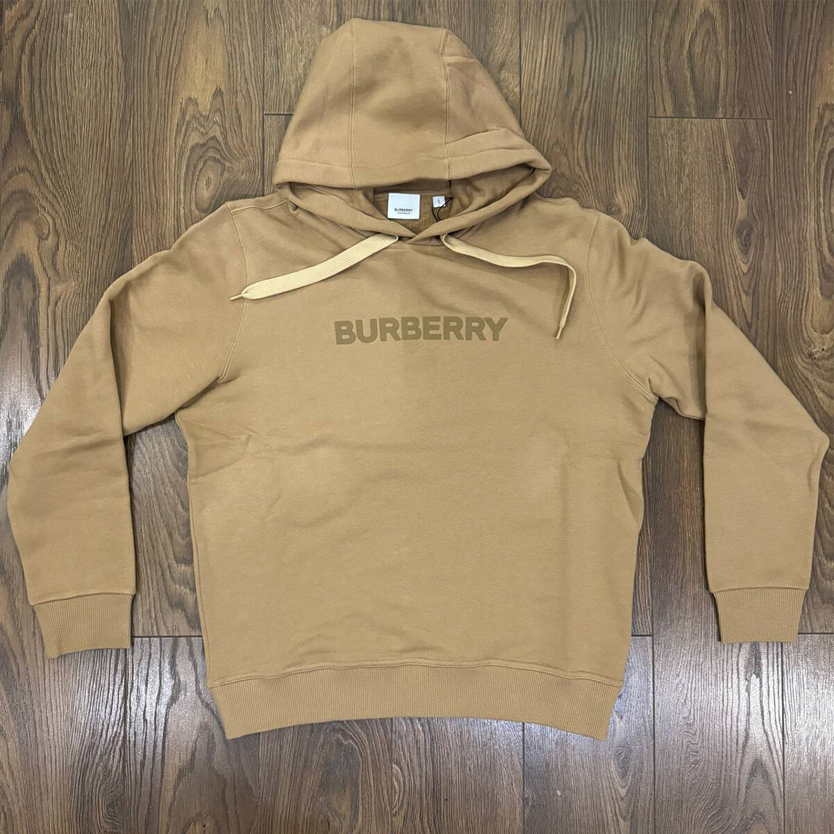 Pre-owned Burberry Logo Print Oversize Sweatshirt Hoodie Men's Camel In Beige