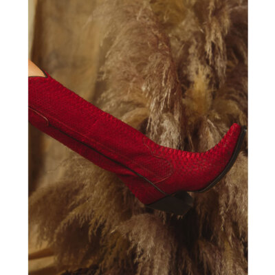 Pre-owned Corral Boots Corral Women's Red Python Tall Top Full Exotic Boots (a4194-m-05)