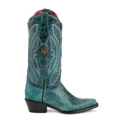 Pre-owned Ferrini Women's Twilight V-toe Teal Boots (8106143) In Blue