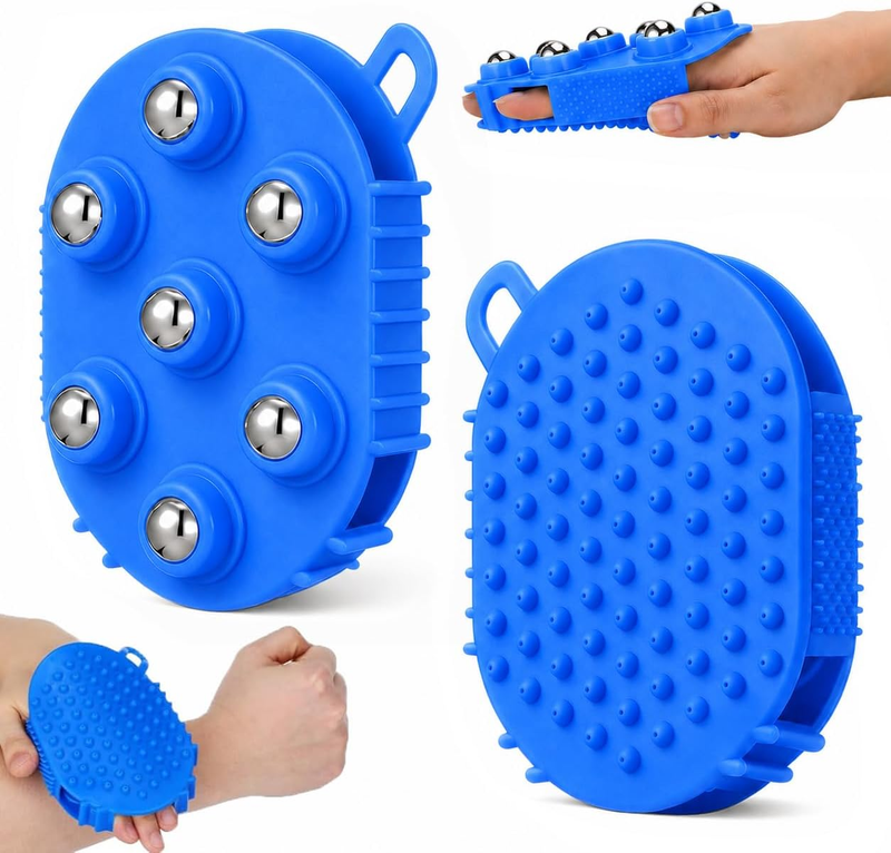 Lymphatic Drainage Massage Brush with 7 Rotating Metal Balls | 360° Body Roller