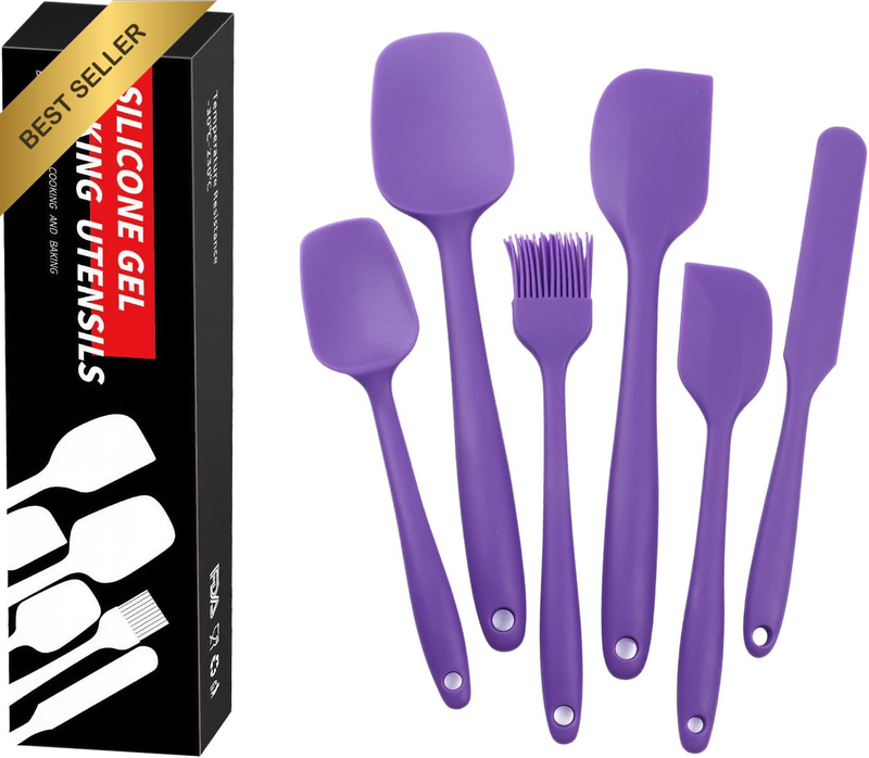 Silicone Spatula Set,Silicone Cooking Utensils,Cake Spatula Baking Set(Purple)