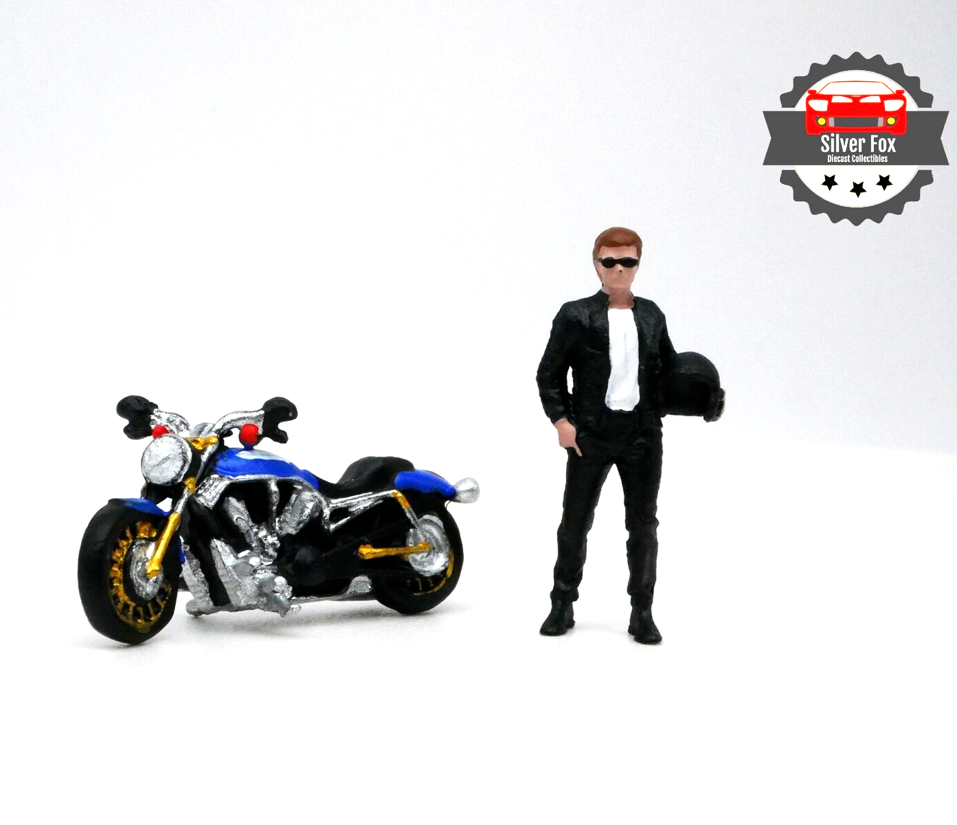 MOTORCYCLE RACING BLUE BLACK 1:64 SCALE DIECAST COLLECTORS MODEL CAR
