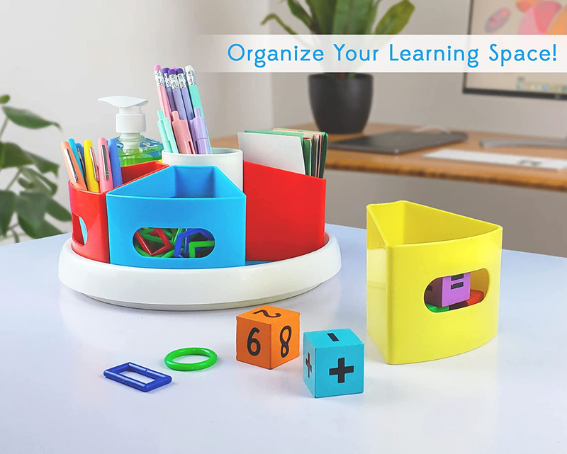 Rotating Art Supplies Organizer Storage Caddy for Kids Desk, Crayon Marker and P