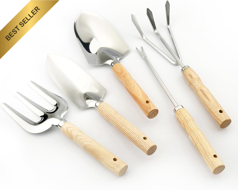 Garden Tool Set, 5 Pcs Gardening Tool Set with Weeder Puller, Dibber, Transplant