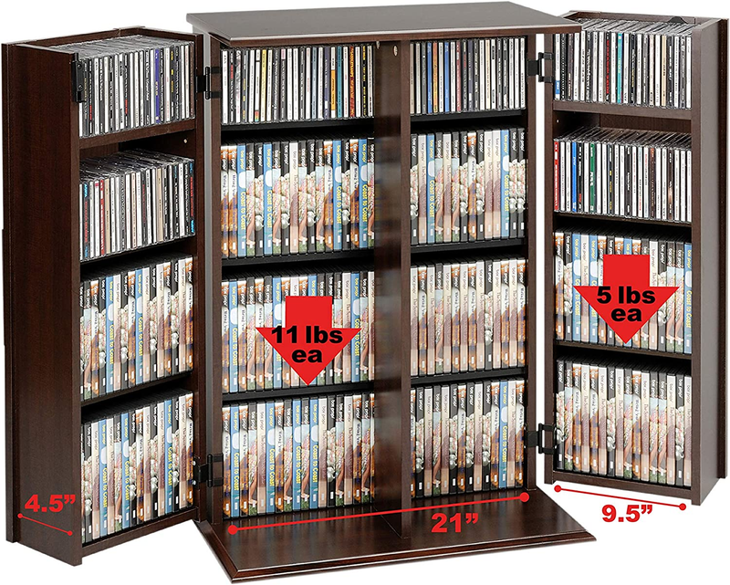 Locking Media Storage Cabinet with Shaker Doors, Espresso