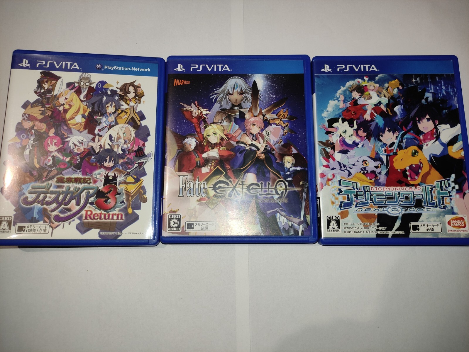 3 PS Vita JRPG games Disgaea 3 Return, Fate Extella, Digimon World
