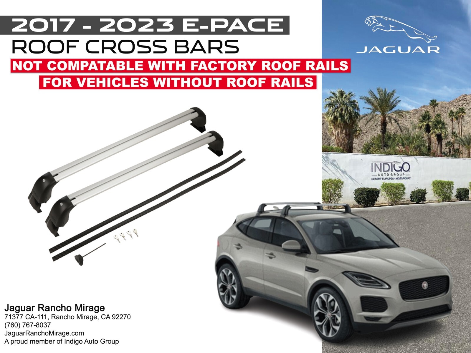 2017-2023 Jaguar E-PACE Genuine Factory OEM Roof Cross Bars