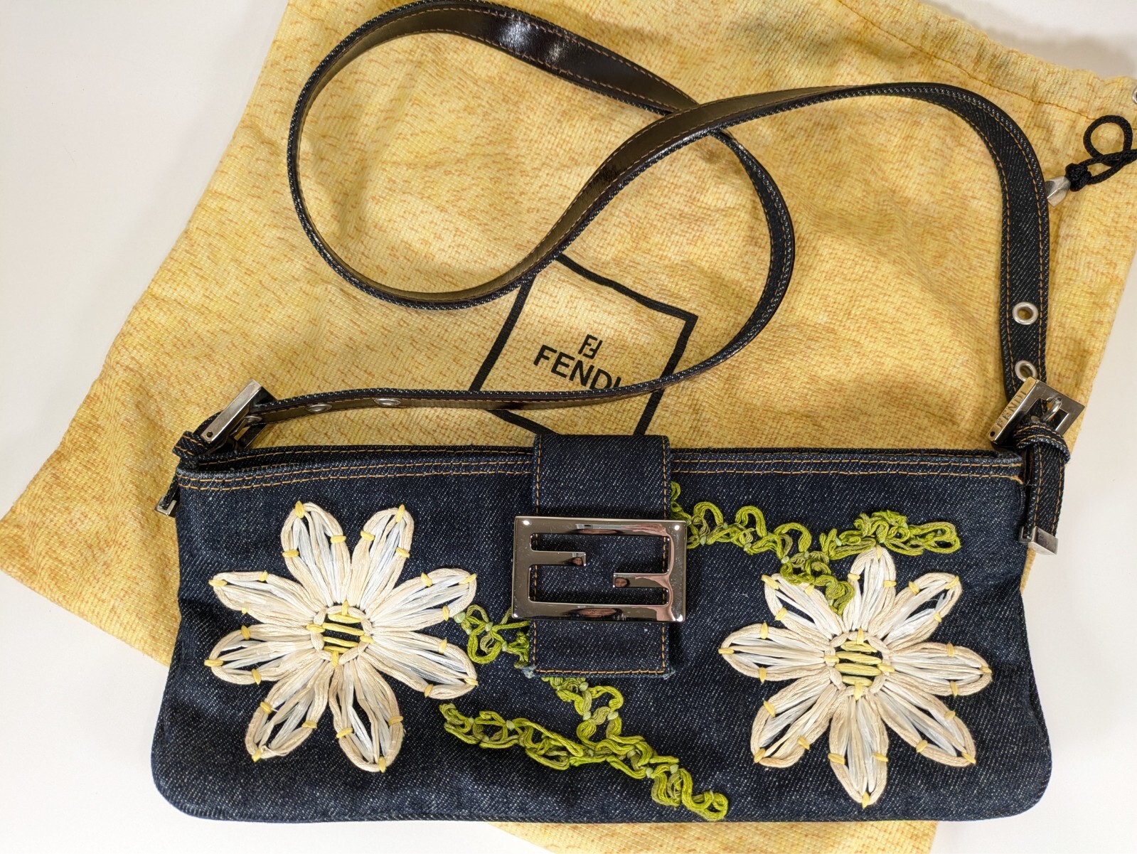 バッグ Fendi mamma baguette denim bag Fendi Denim Mama Baguette – Treasures of NYC