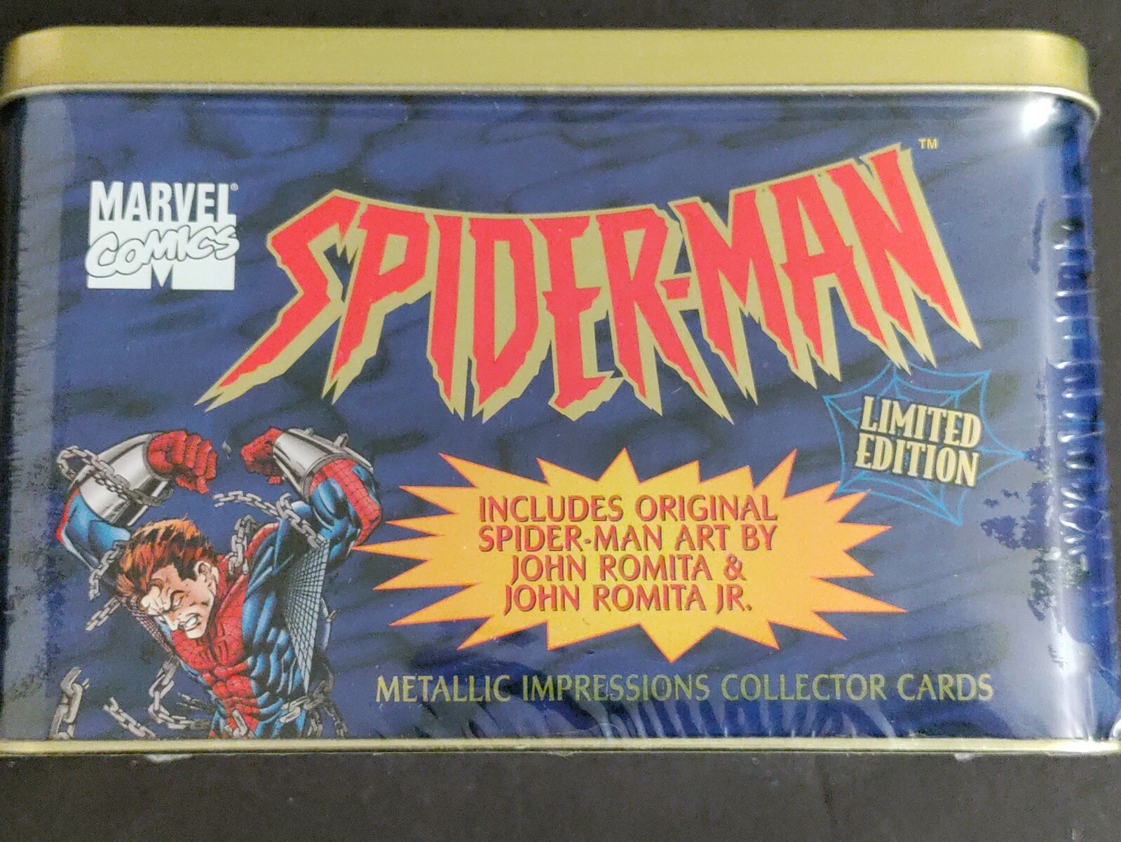 Spiderman Sealed Tin 20 Metallic Impressions collector cards 1996