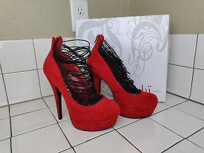 Brand New Shi by Journey Red and Black Heels Pumps Size 7