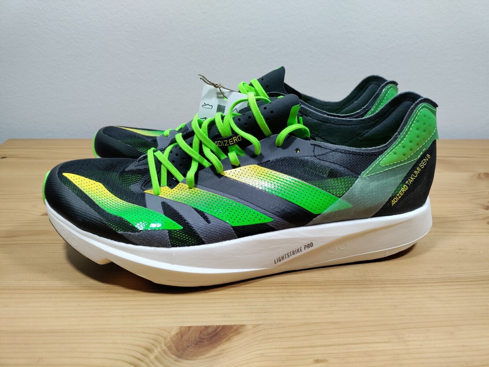 ADIDAS ADIZERO TAKUMI SEN 8 RUNNING SHOES BLACK GEREEN ALL ADIDAS ADIZERO TAKUMI SEN 8 RUNNING SHOES BLACK GEREEN ALL