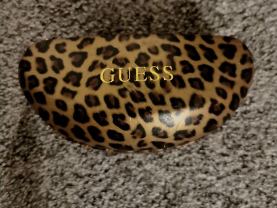 GUESS LEOPARD PATTERN HARD CASE FOR SUNGLASSES EYEGLASSES   LARGE CLAMSHELL CASE
