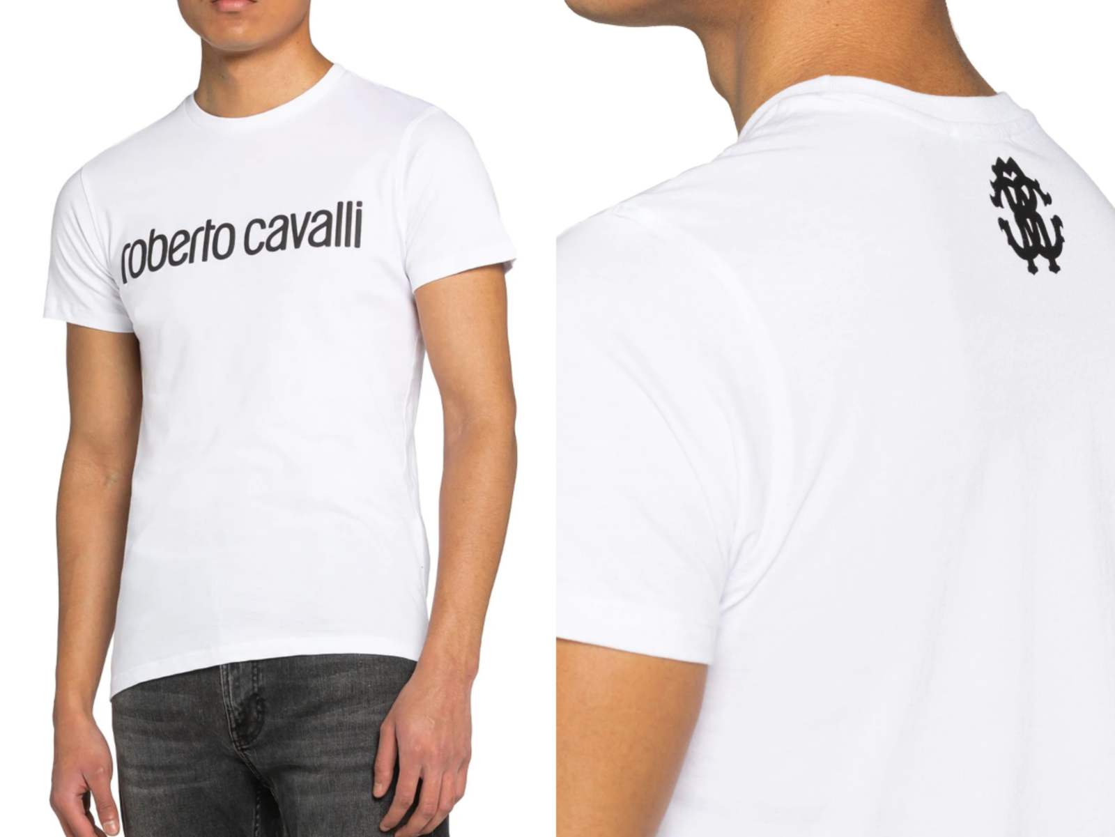 ROBERTO CAVALLI ROBERTO CAVALLI FIRENZE LOGO PRINT LUXURY CREW NECK T-SHIRT RETRO SHIRT TOP L