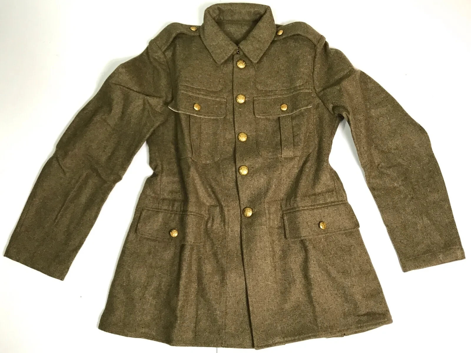 Pre-owned Handmade Mens British P1902 Wool Service Dress Combat Field Tunic Jacket In Brown
