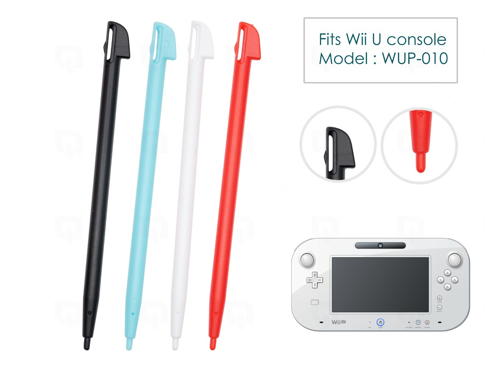 4 x Black Red Blue Replacement Stylus Pen for Nintendo Wii U Console