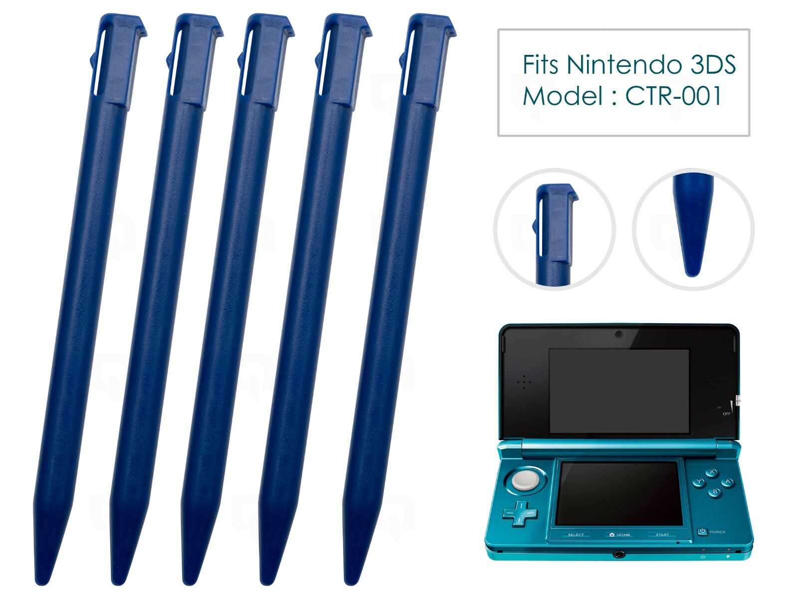 5 x Blue Stylus for the Nintendo 3DS Console Plastic Replacement Parts