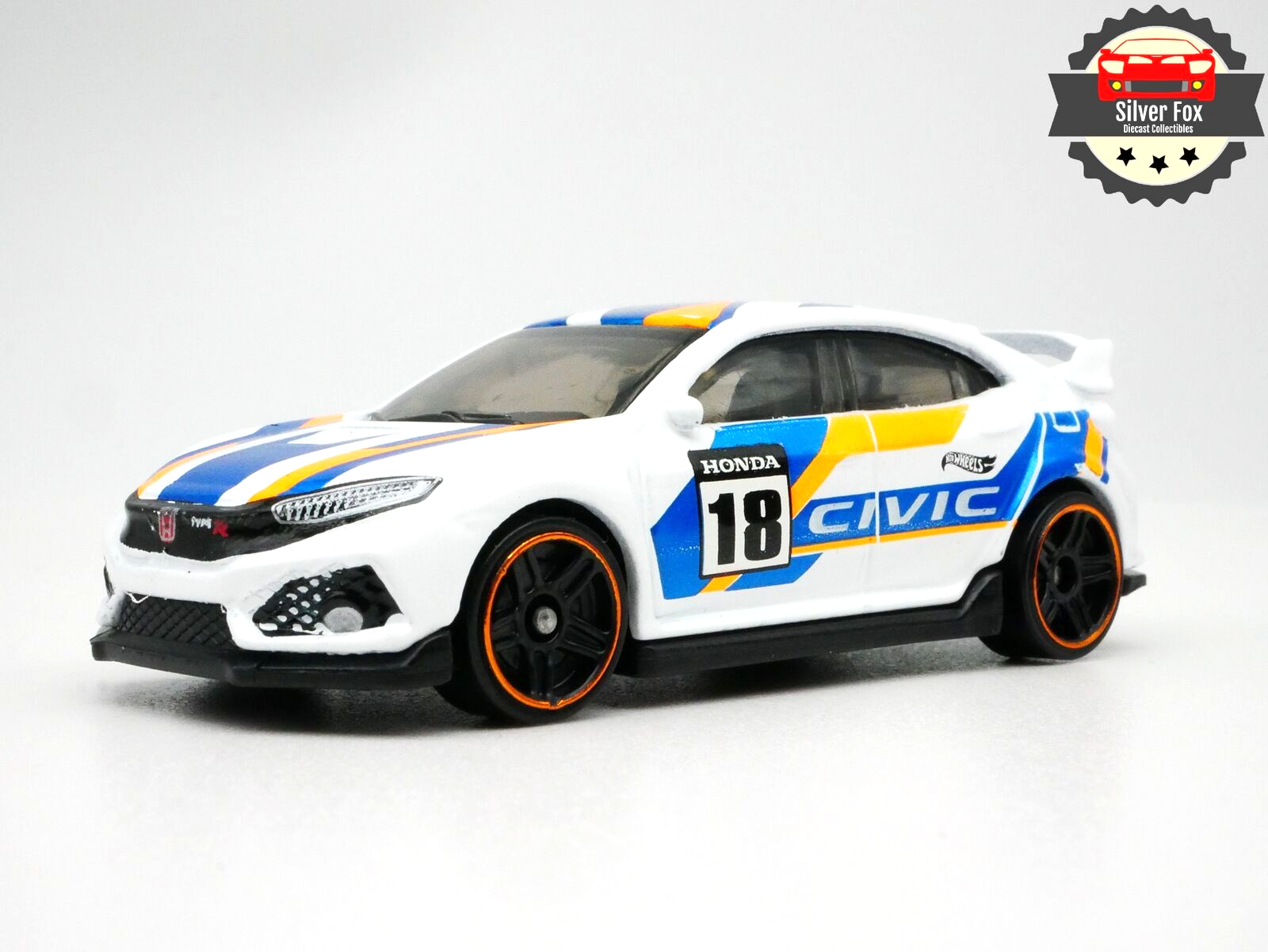 2018 HONDA CIVIC TYPE R WHITE 1:64 SCALE COLLECTORS MODEL DIECAST CAR