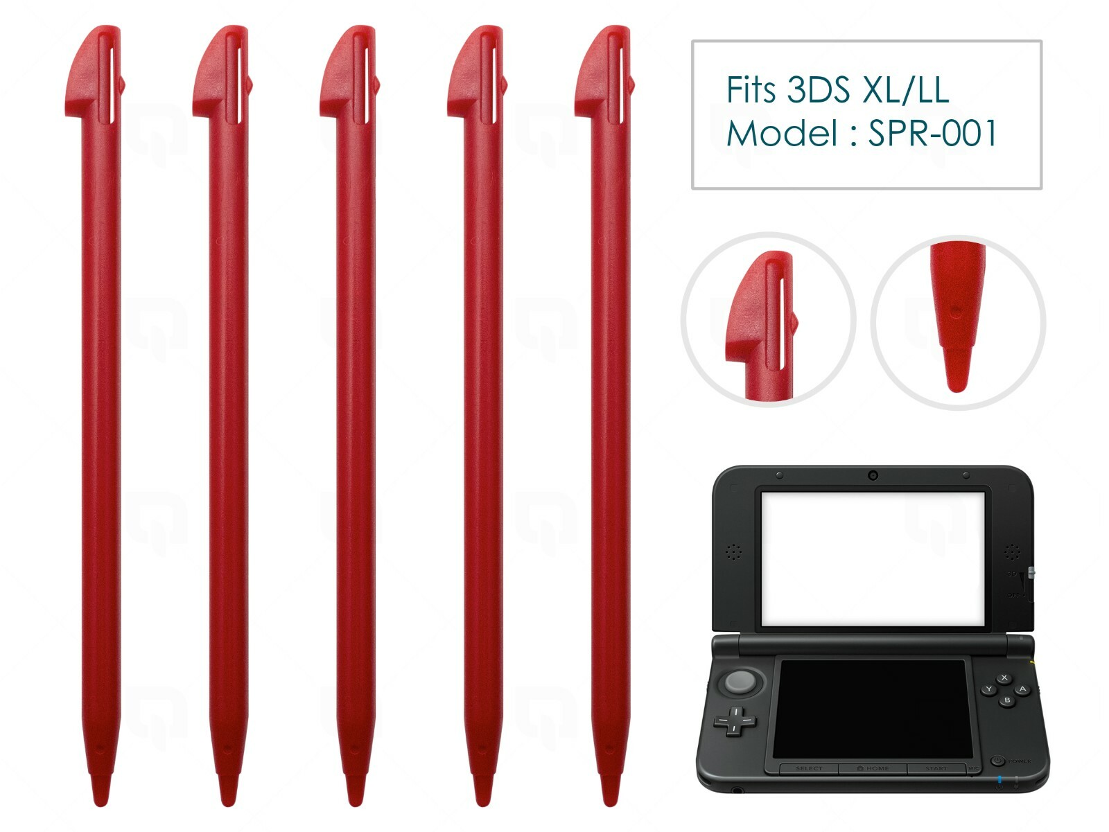 5 x Red Stylus for Nintendo 3DS XL/LL Plastic Stylus Replacement Parts