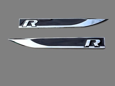 2 x R Line Chrome Black Metal Side Badges Emblems UK Stock