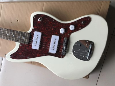 White Electric Guitar P90Pickups Red Turtle Shell Pickguard Rosewood Fingerboard