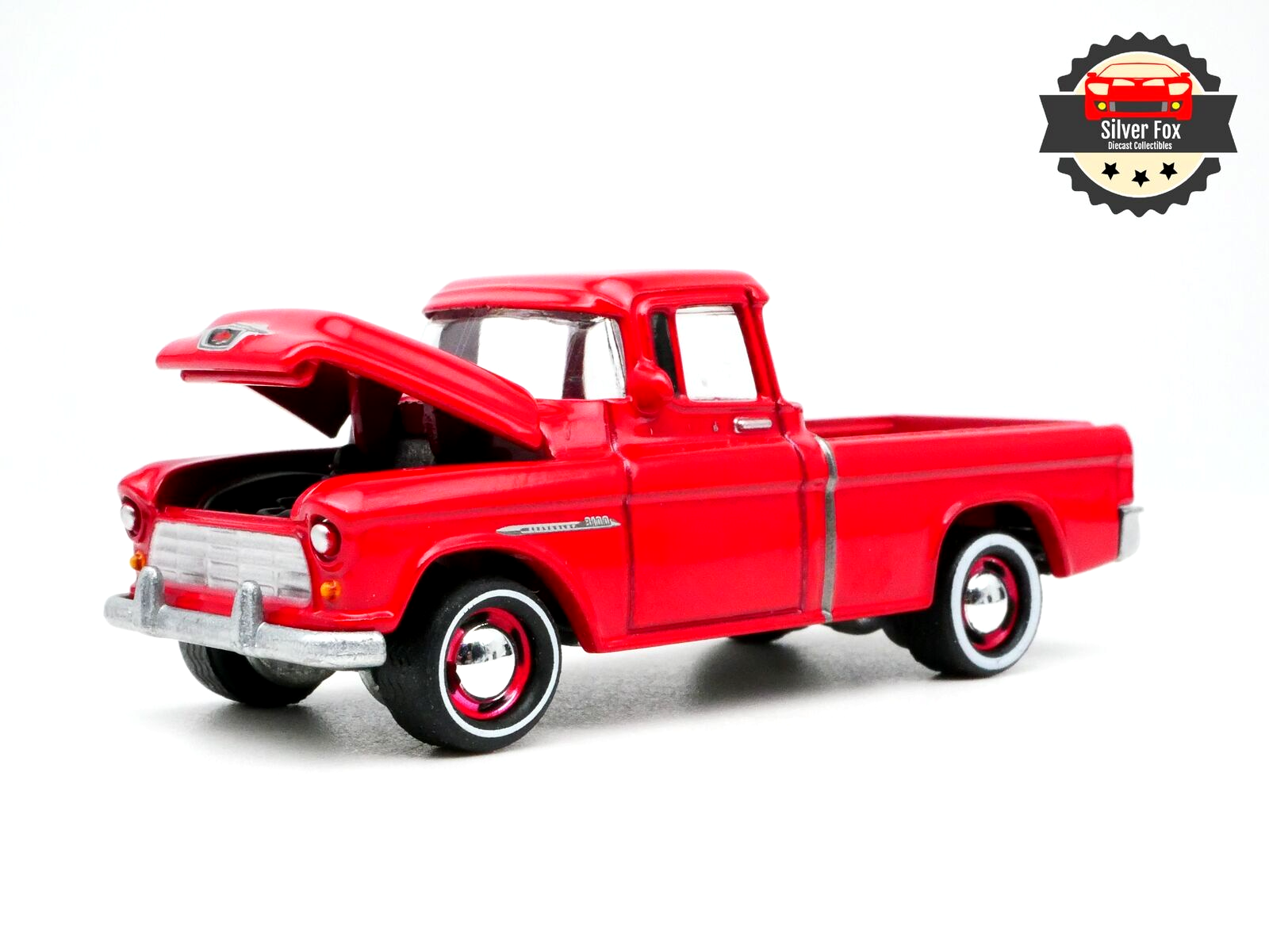 1955 CHEVY CAMEO RED TRUCK 1:64 SCALE DIECAST DIORAMA COLLECTOR TRUCK