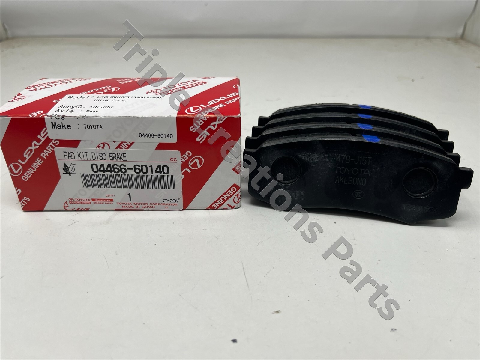 0446660140 GENUINE Toyota PAD KIT, DISC BRAKE, REAR 04466