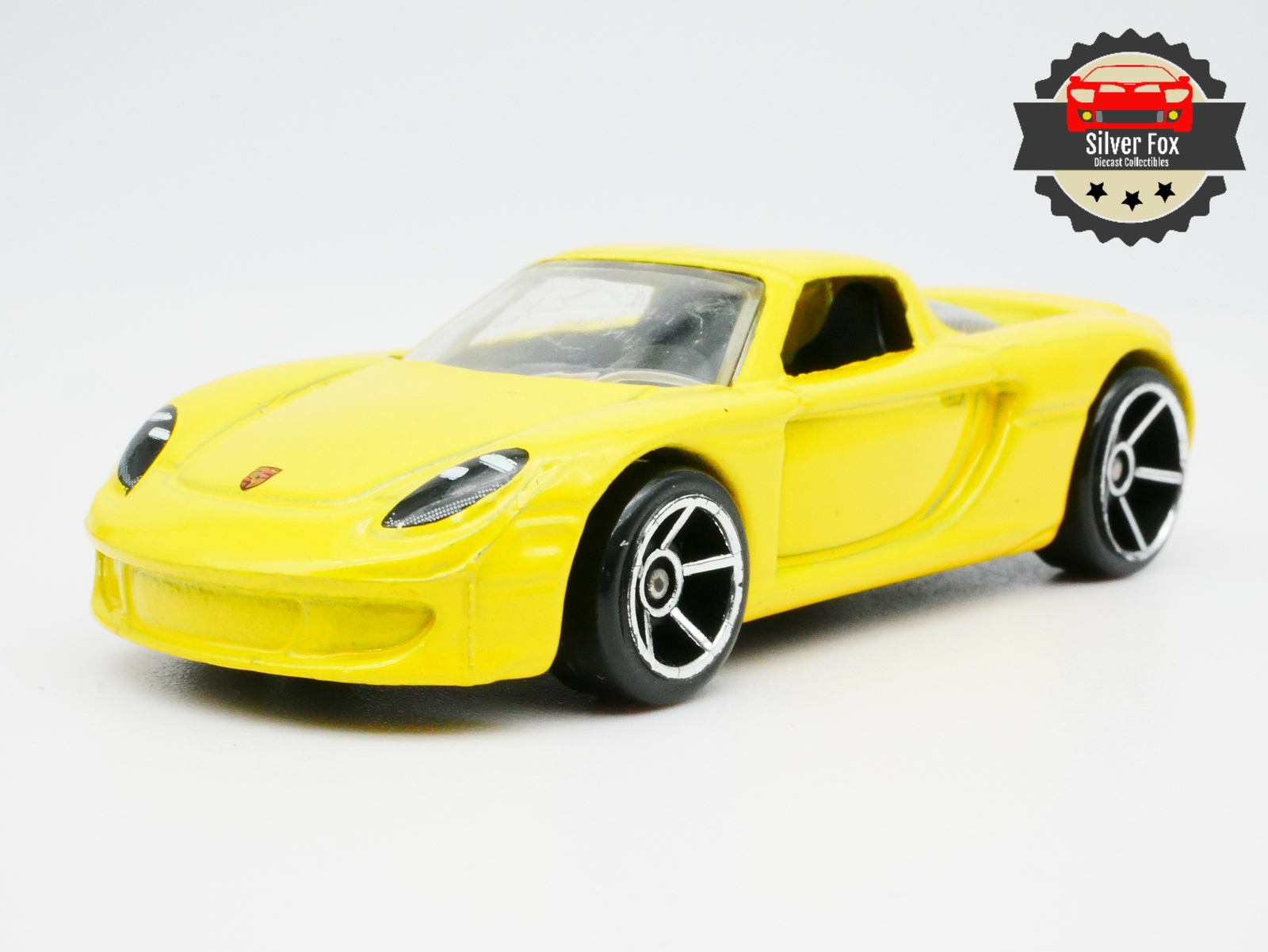 PORSCHE CARRERA GT YELLOW NOT MINT WINDSHIELD 1:64 SCALE COLLECTOR DIECAST CAR