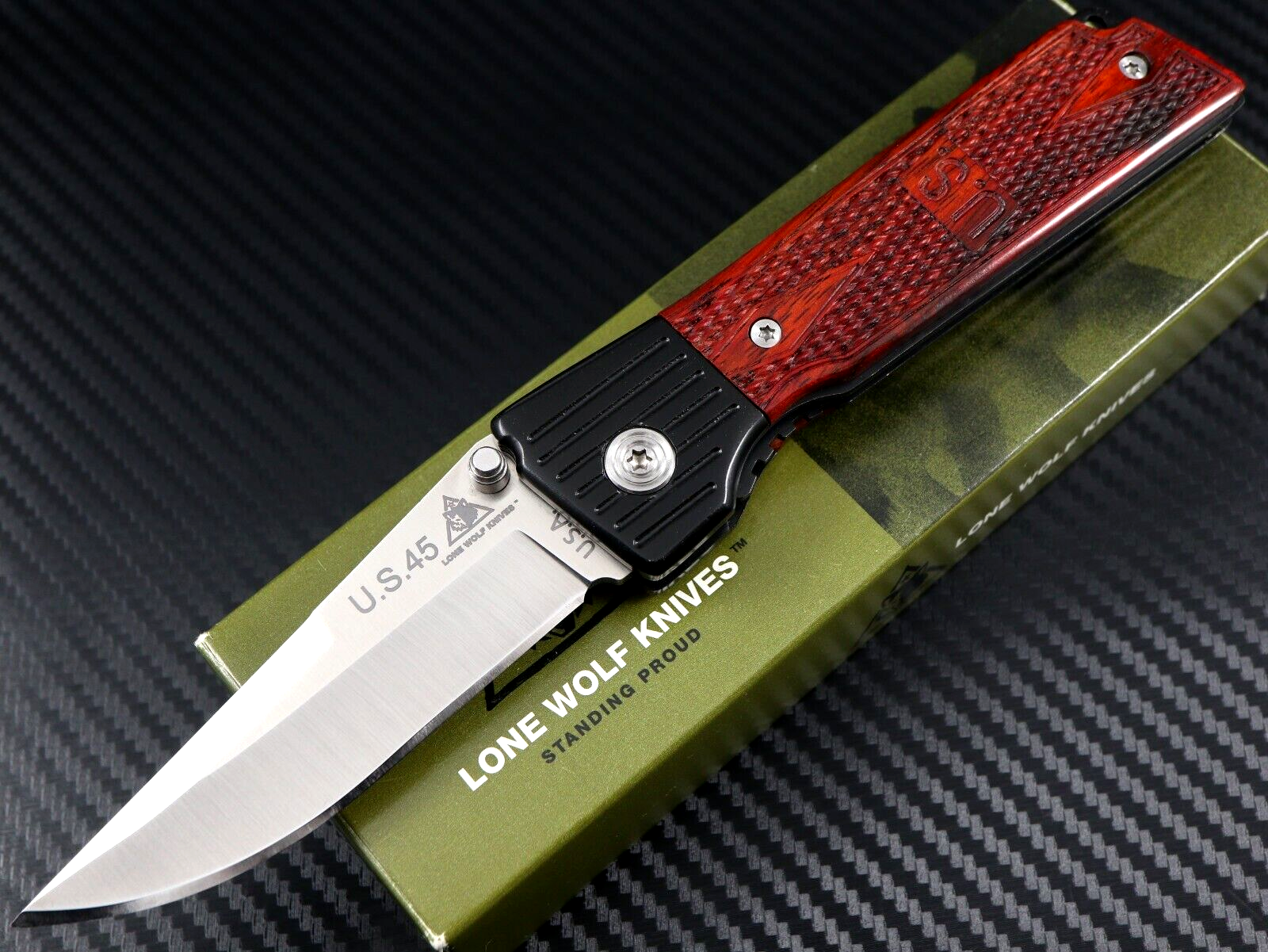 kny24580#129フェローズM-41U.S.ARMY LONEWOLVES LONE WOLF KNIVES U.S. 45 FOLDER LC21400 440C STEEL Vintage