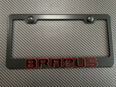 1x (black/red) BRABUS 3D Emblem BLACK Stainless License Plate Frame RUST FREE